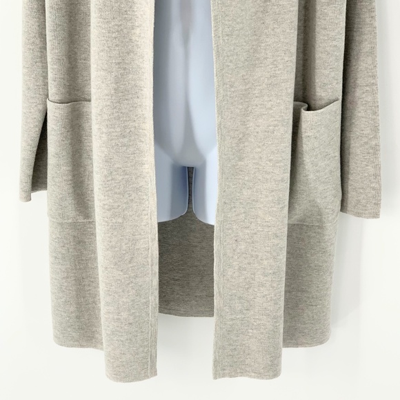 J Crew Women Sweater Long Cardigan Open Front Collarless Grey Sz S - Picture 3 of 8
